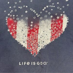 Life Is Good Gray/Blue Crusher Tee flawed